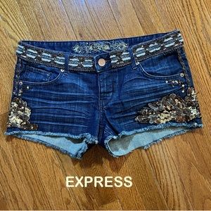 Beaded & Sequin Express Jean Shorts - Size 6